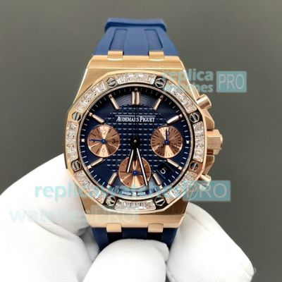 Swiss Clone Audemars Piguet Royal Oak Offshore Blue Dial Diamond Chronograph Watch 